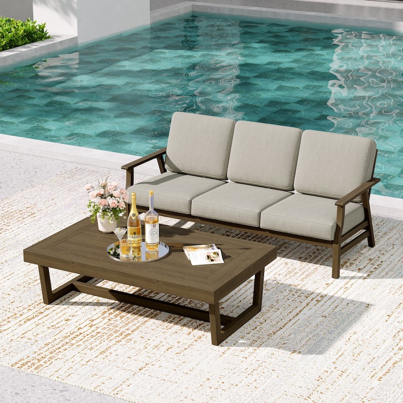 2-Piece Teak Outdoor Sofa Set with Table