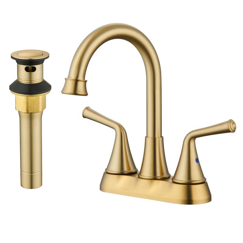 4 in. Centerset Double Handle Bathroom Faucet with Drain Kit Included