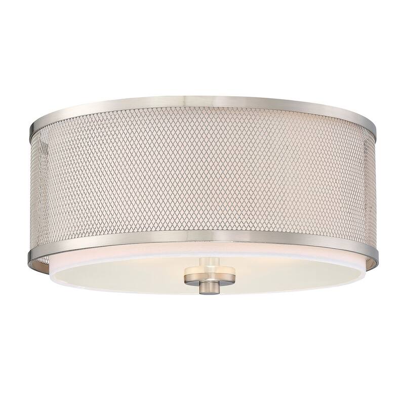 Meridian M60018 3 Light 15" Wide Flush Mount Drum Ceiling Fixture - Brushed Nickel