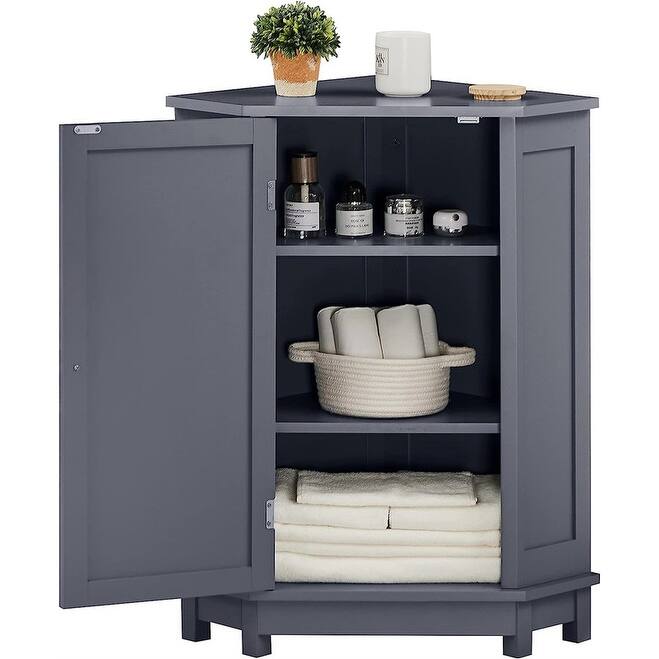 Bathroom Storage Cabinet with Adjustable Shelves,Free Standing Corner Cabinet with Single Door,Freestanding Floor Cabinet