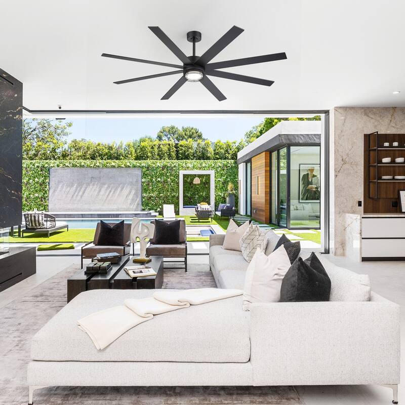 72/52-inch Reversible 8/5-Blade Dimmable LED Ceiling fan with Light and Remote