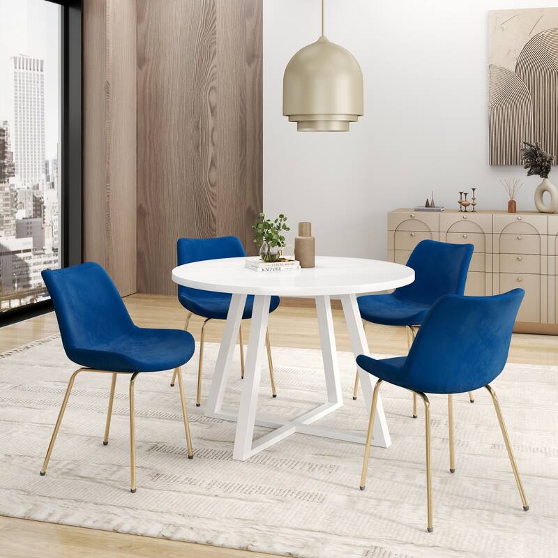 Roundhill Avant 5-Piece Round Dining Set, Trestle Dining Table with 4 Side Chairs