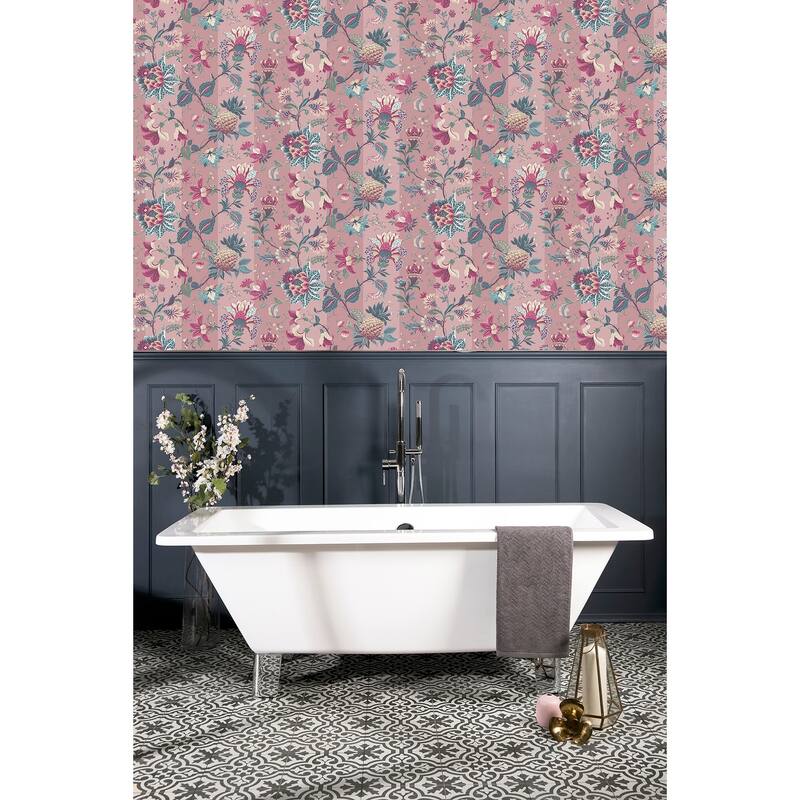 Arthouse Cornelia Pink Floral Stripe Wallpaper