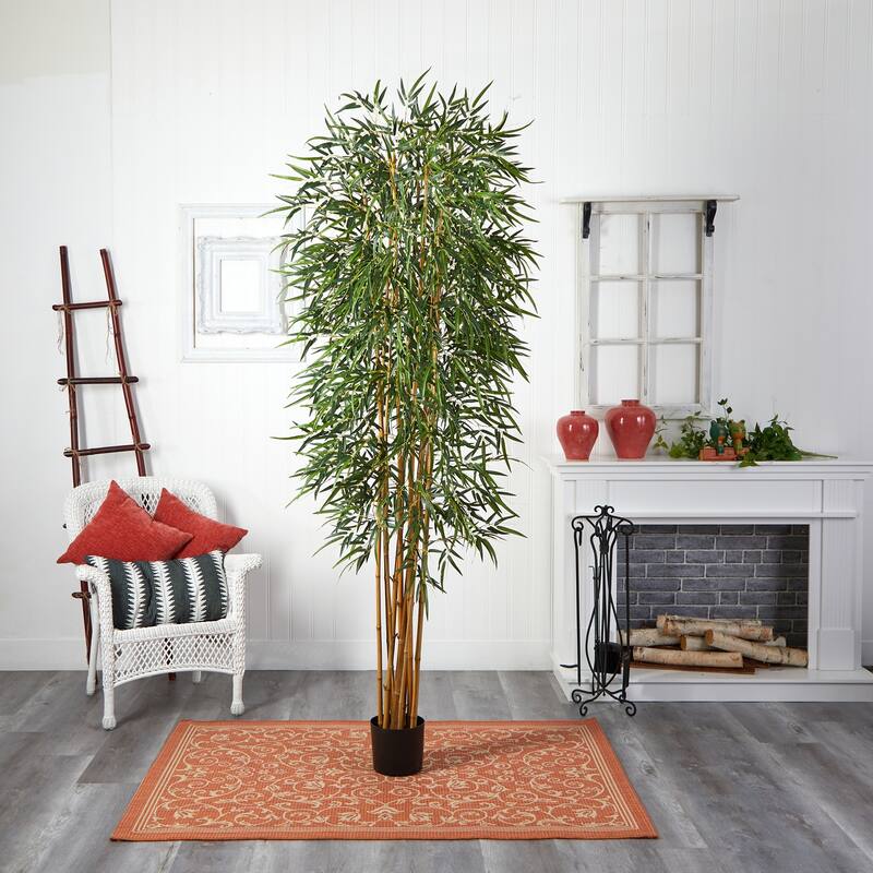 8Ft Bamboo Silk Tree - Realistic Faux Plant, Lush Greenery for Home Office Decor - 8ft.
