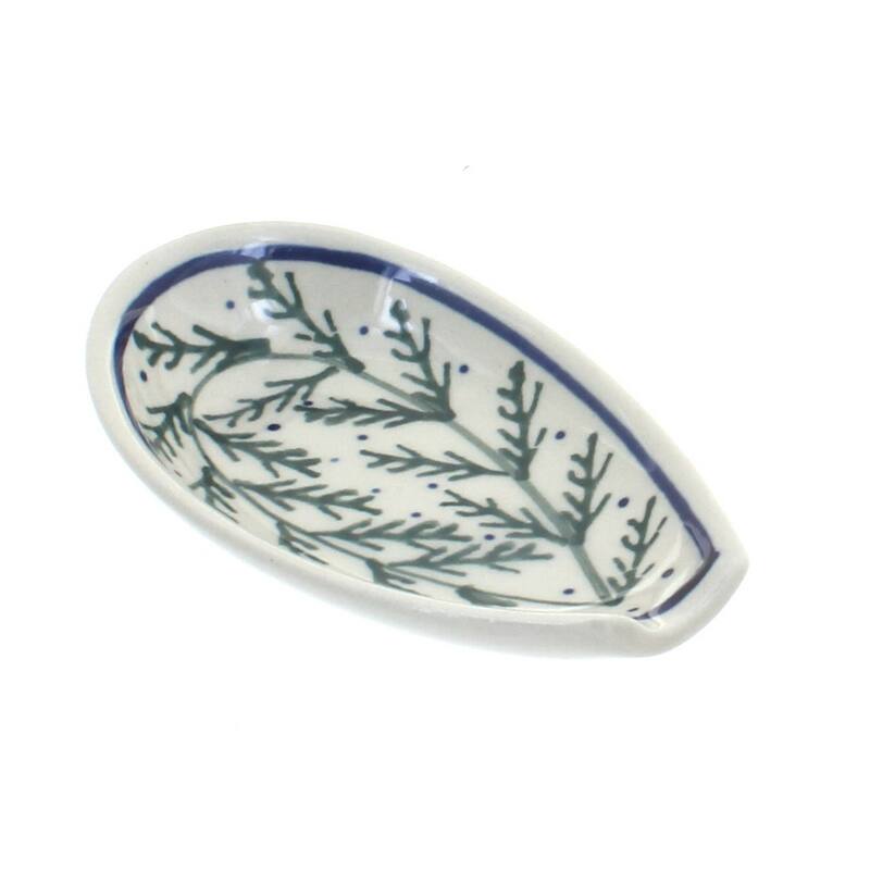 Blue Rose Polish Pottery 1015 Zaklady Small Spoon Rest - Evergreen