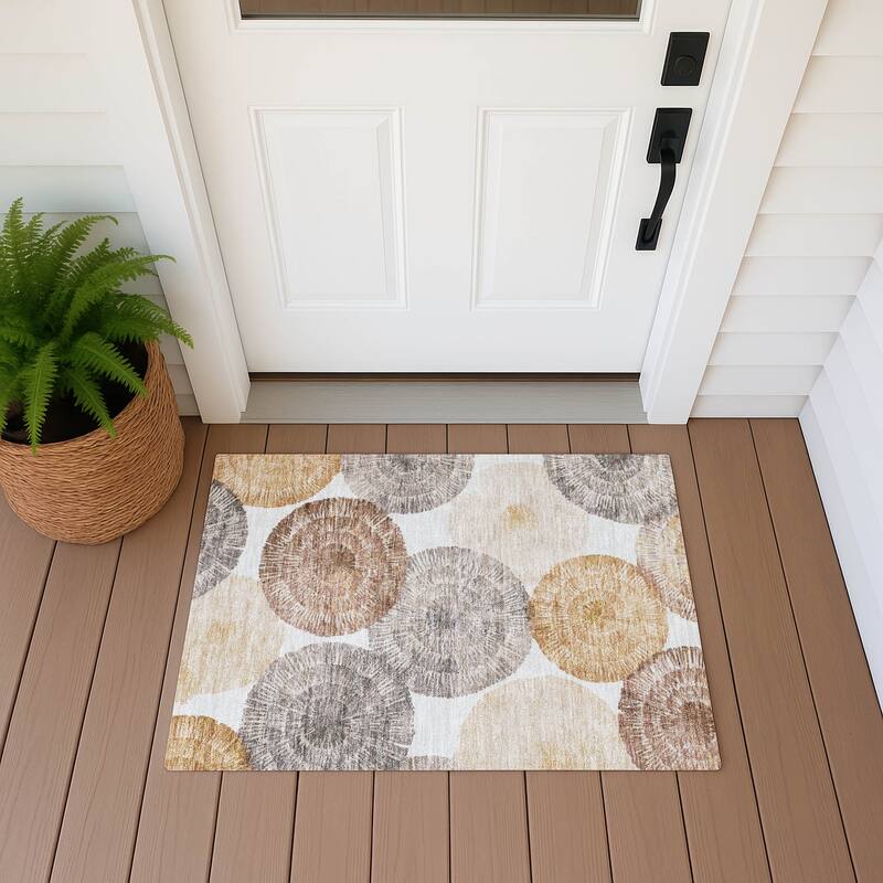 Machine Washable Indoor/ Outdoor Contemporary Devaughn Chantille Rug - Copper - 1'8" x 2'6"