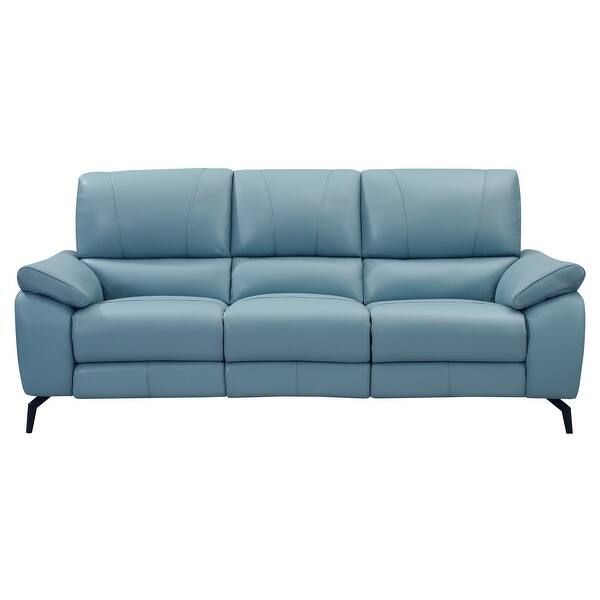 slide 2 of 9, Modern Blue Leather Powered Dual Reclining Sofa with USB Type C Port