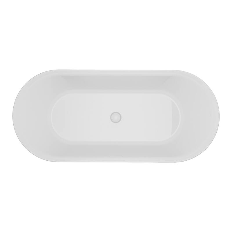 Glossy White Freestanding Soaking Bathtub, 100% Pure Virgin Acrylic with Drain And Overflow