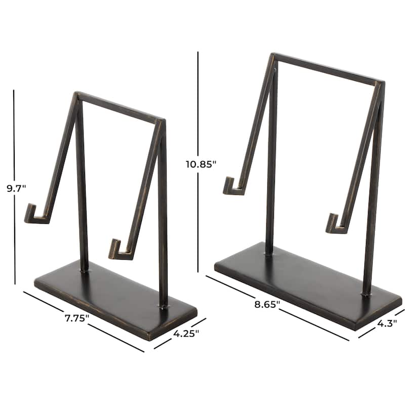 Metal Modern Abstract Easel - Set of 2 Black - Roche River Decor - 4"W x 9"L x 11"H