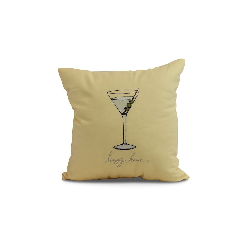 20 x 20 inch Martini Glass Happy Hour Geometric Print Pillow