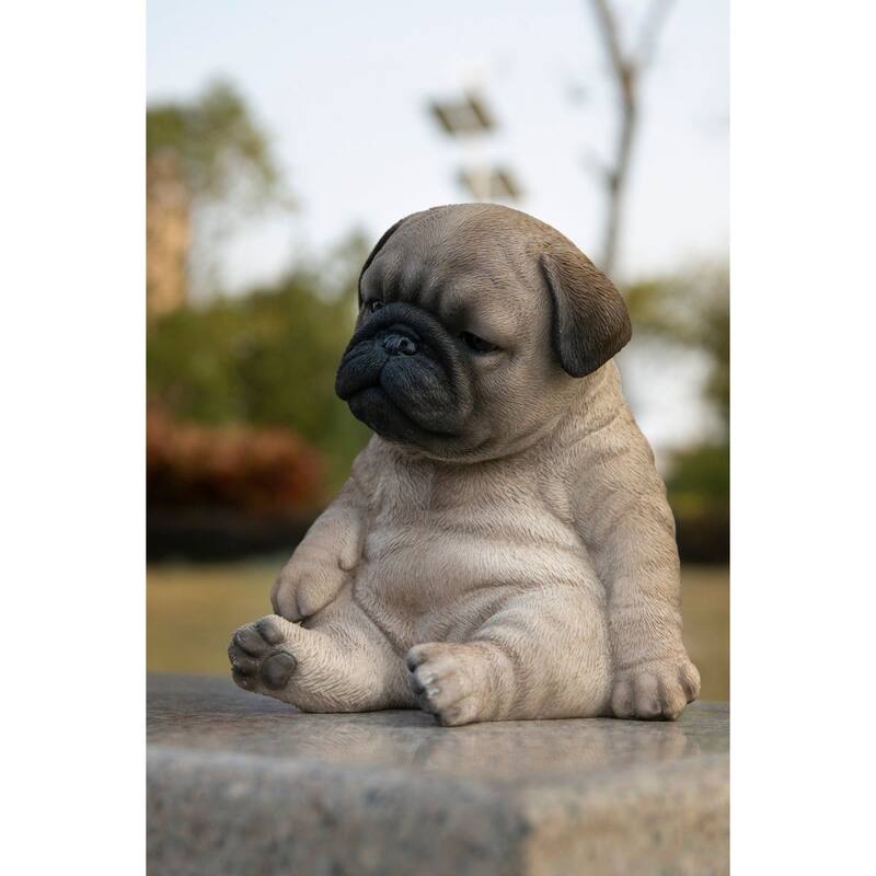 6.75" Sleepy Pug Puppy Outdoor Garden Statue