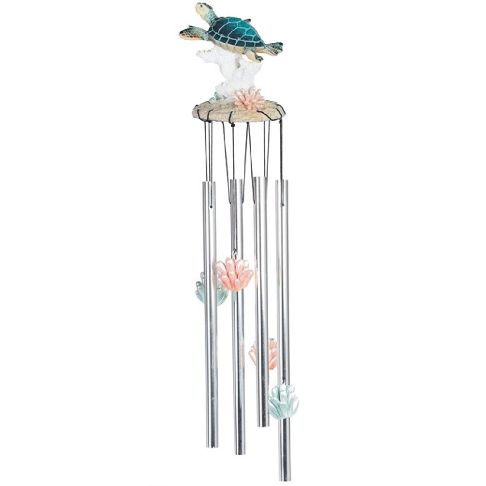 Lbk Furniture Sea Turtle 23" Figurine Wind Chime For Indoor And Outdoor Hanging Decoration Garden Patio Porch