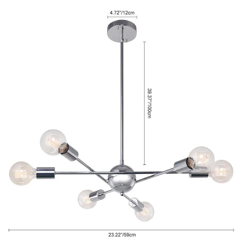 6-Light Modern Metal Sputnik Mobile Chandelier