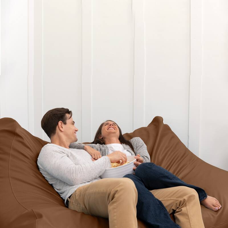 Atrium Collection Lozia Loveseat - Large Bean Bag Sofa for Home Theaters, Offices, Schools & Receptions - Faux Leather - N/A