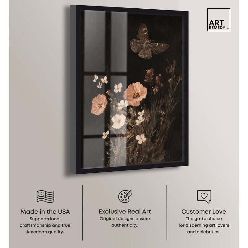 Poppy and Moth I Shadowbox by Art Remedy