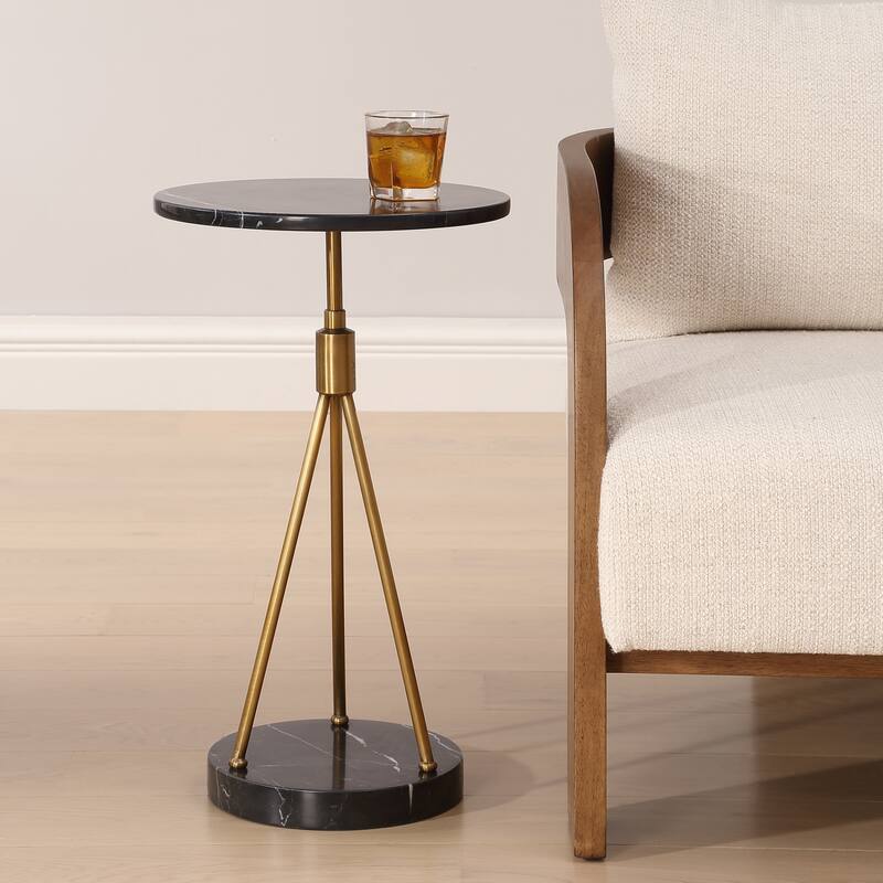 Marble End Accent Table - 24" - Black