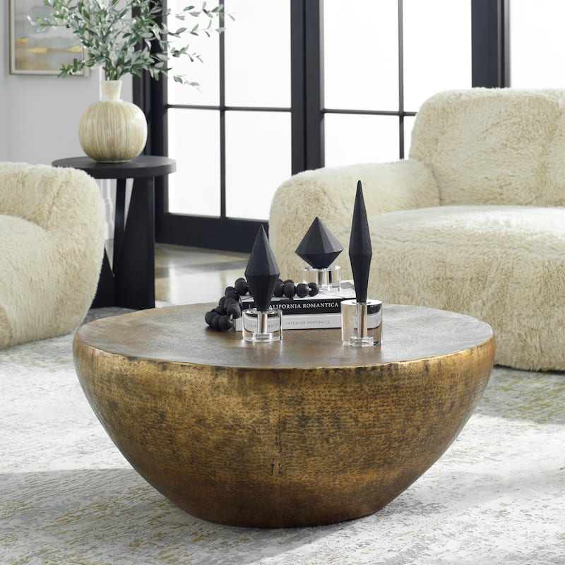 Uttermost 22990 Gilded Dome 36" Wide Aluminum Accent Table