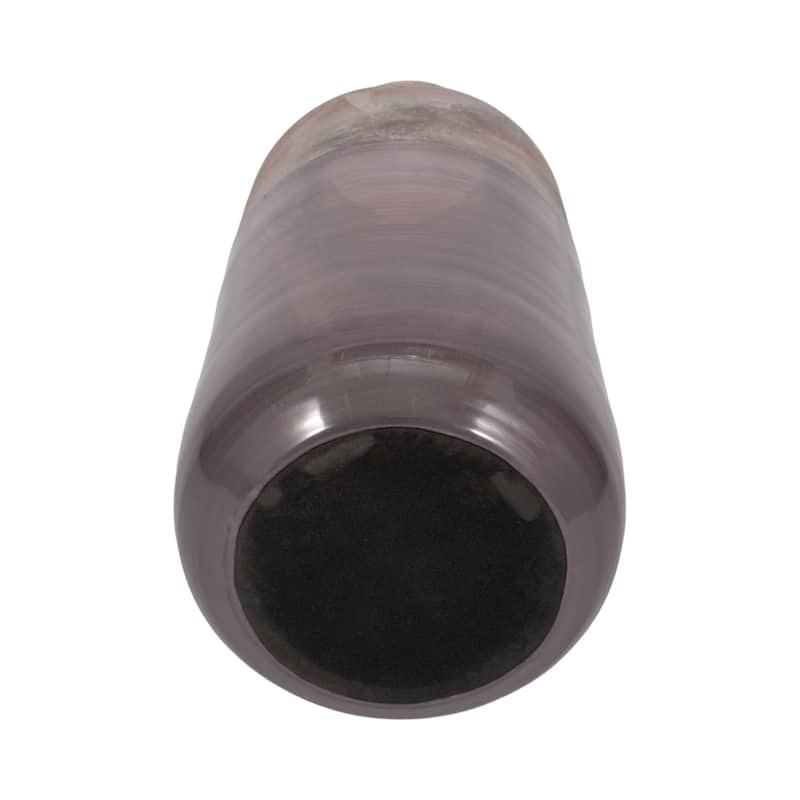 Modern Glam Glass Vase Metallic Textured Neck and Smooth Tapered Body