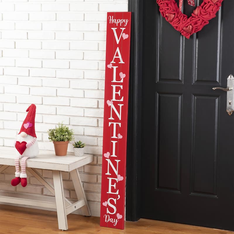 Glitzhome Wooden Happy Valentine's Day Porch Sign Decor