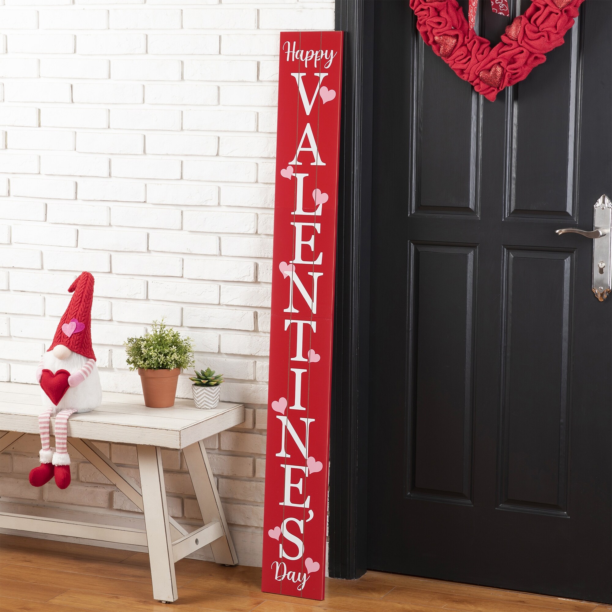 Glitzhome Wooden Happy Valentine's Day Porch Sign Decor - On Sale