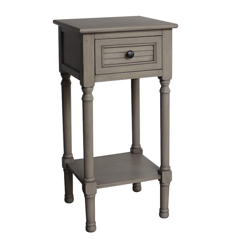 Lia End Accent Table With Storage - Light Grey