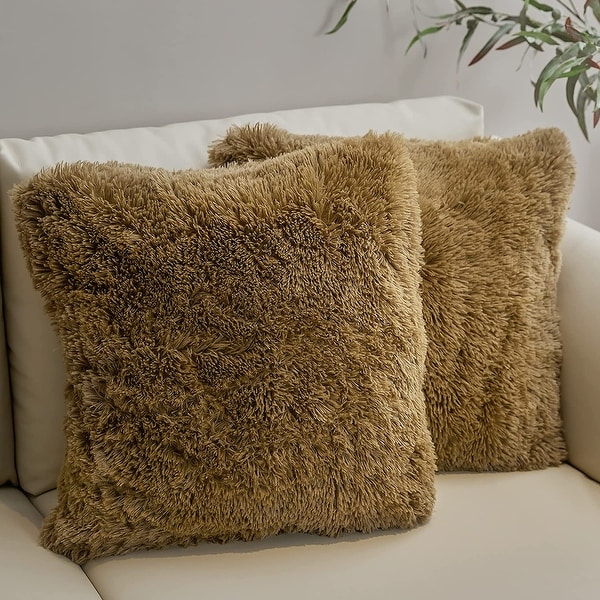 gold fur throw pillows