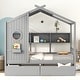 preview thumbnail 11 of 34, Wooden House Bed Kids Storage Bed Frame with 2 Drawers, Storage Shelf for Kids Teens Adults, Wood Slat Support