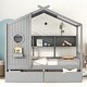 preview thumbnail 27 of 50, Wooden House Bed with 2 Drawers, Kids Bed with Storage Shelf Gray - Full