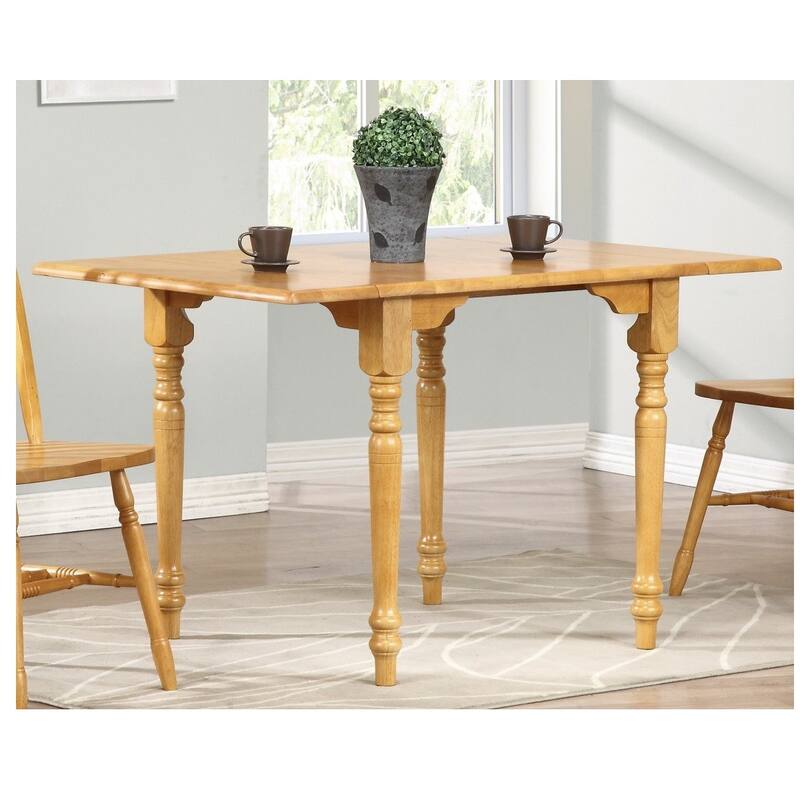 72" Light Oak Finish Drop Leaf Solid Extendable Dining Table