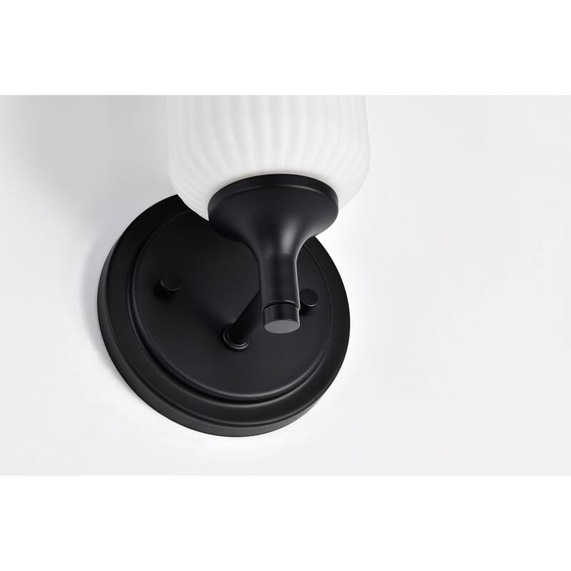 Solara 1 Light Wall Sconce Matte Black Finish Frosted Ribbed Glass - Matte Black