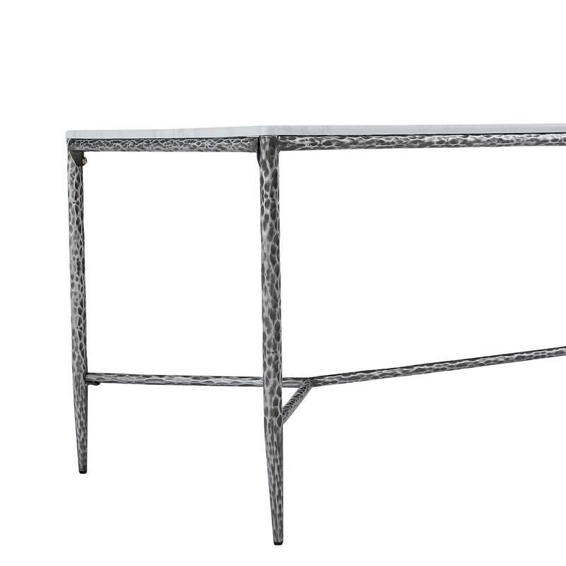 Christopher Knight Home - Modern Rectangular Dining Table with Faux Marble Tabletop & X-Shaped Foraged Metal Base - 70.87"L