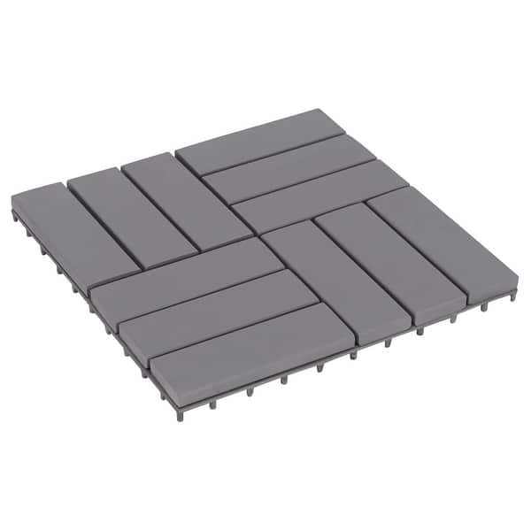 slide 2 of 6, vidaXL Decking Tiles 30 pcs Gray Wash 11.8"x11.8" Solid Acacia Wood