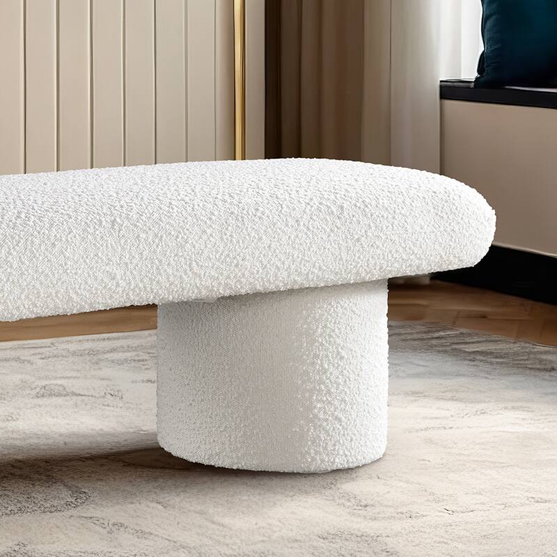 Sora 56" Wide Elegant Modern Japandi Style Boucle Upholstered Bench