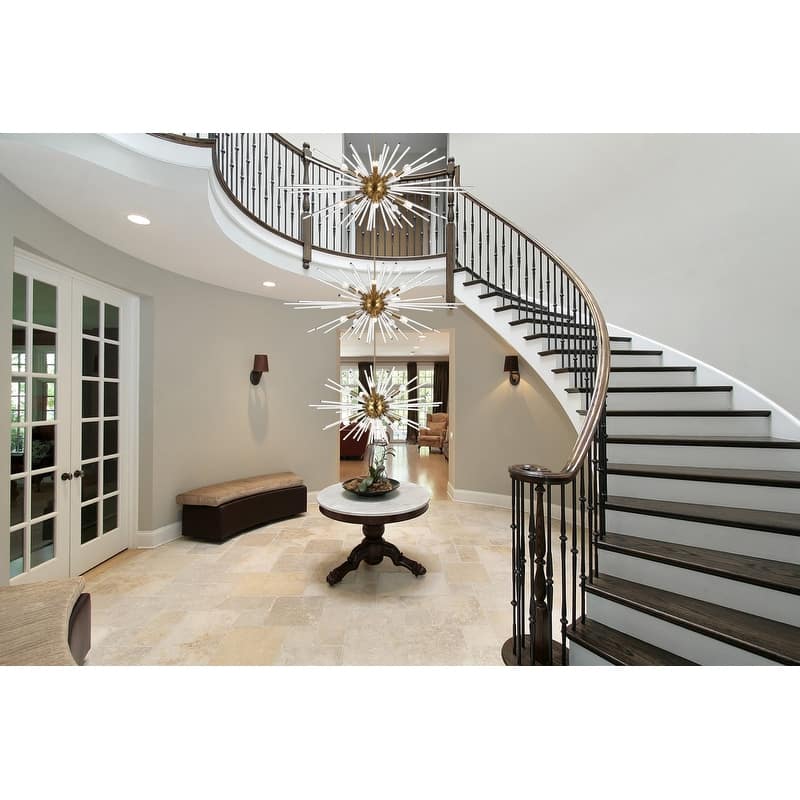 Indigo Home 46 inch three tiers crystal starburst chandelier