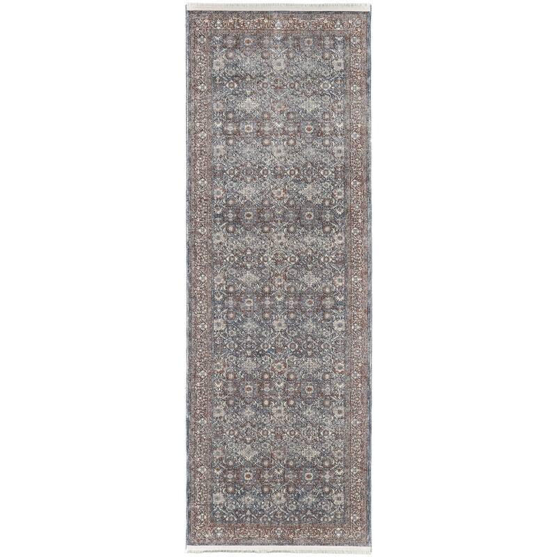 Weqe Power Loomed Floral Stain Resistant Area Rug By HomeRoots - 12' Runner
