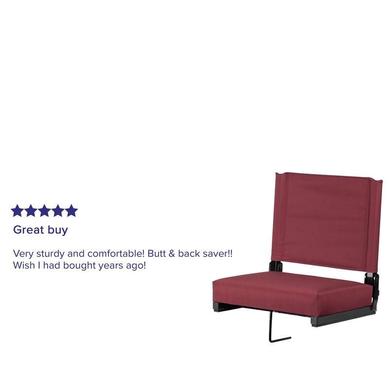 2 Pack 500 lb. Rated Lightweight Stadium Chair-Handle-Padded Seat