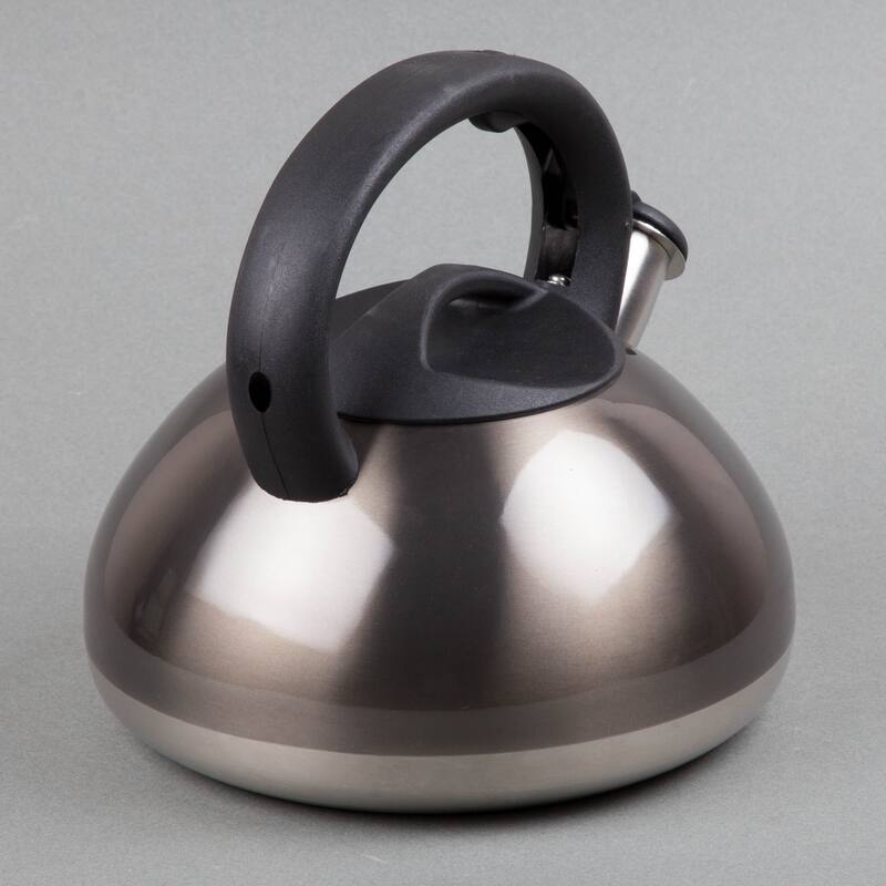 Creative Home Sphere 3.0 Quart Stainless Steel Whistling Tea Kettle, Metallic Smoke Color