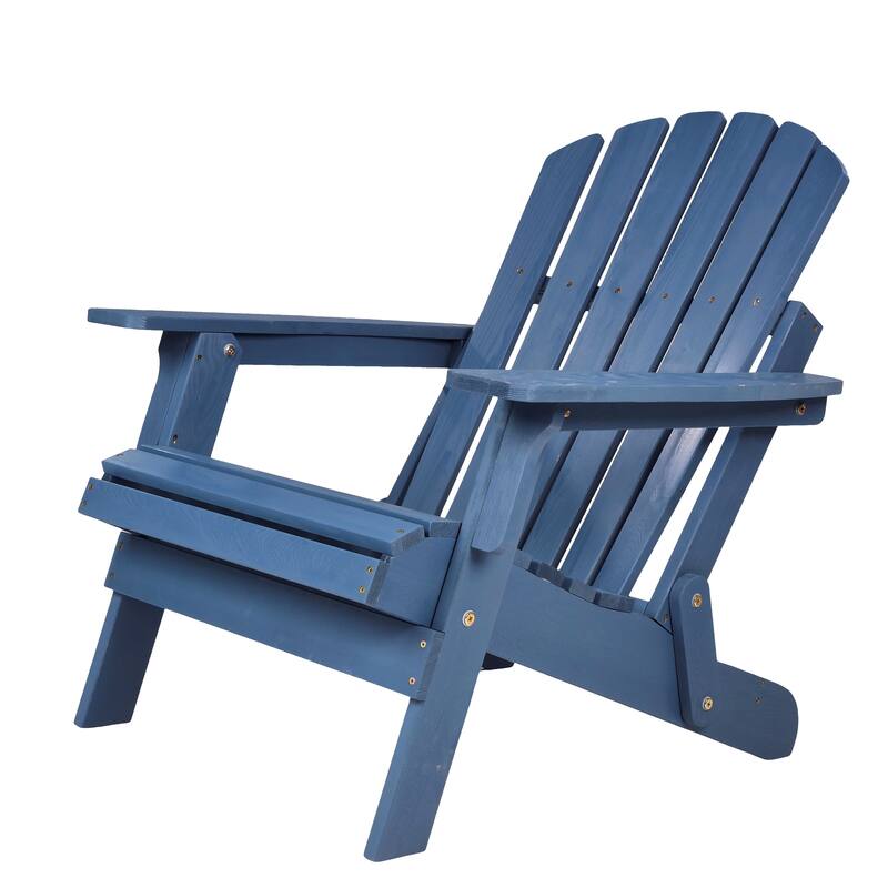 Oversize Wooden Outdoor Folding Adirondack Chair With Pre-Assembled Backrest & Seatboard