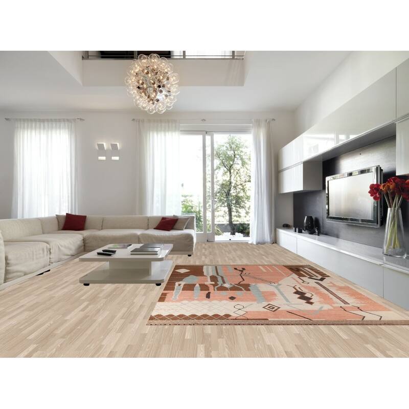 All-Over Moroccan Abstract Area Rug Hand-Knotted Wool Carpet - 8'11"x 12'8"