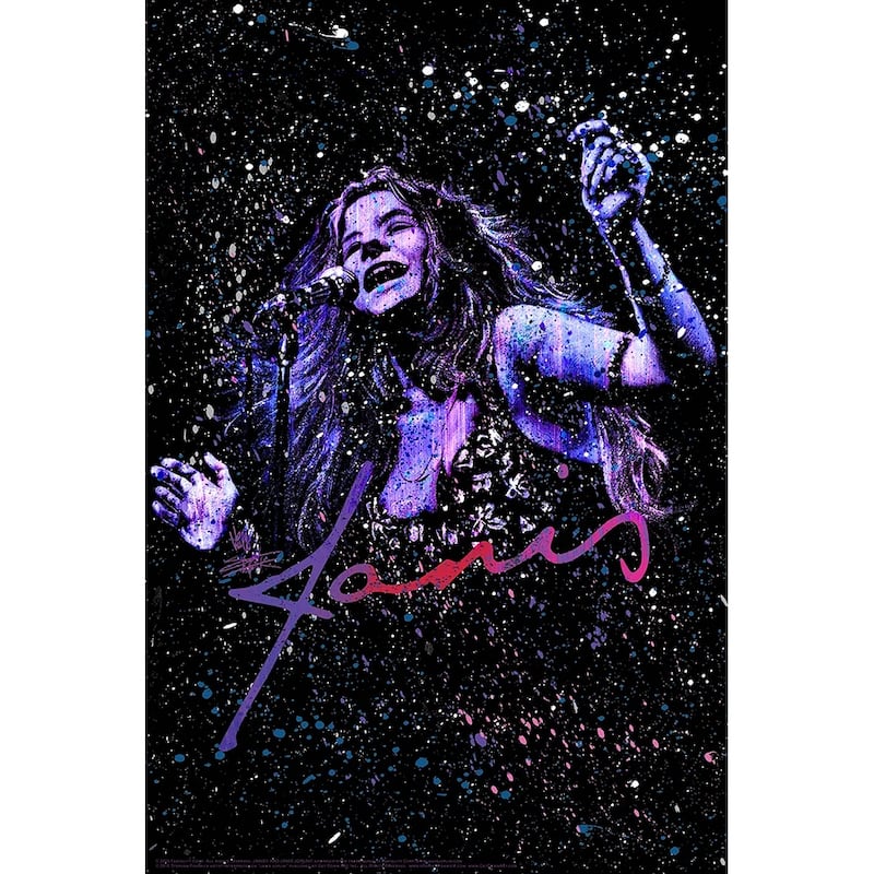 Janis Joplin Retro By Stephen Fishwick Art Poster - 24 x 36 Inch