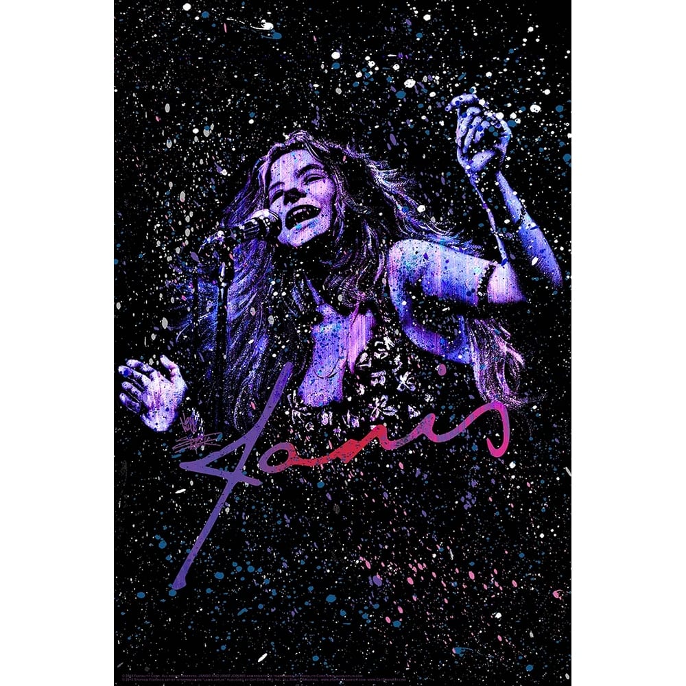 Janis Joplin Retro By Stephen Fishwick Art Poster - 24 x 36 Inch