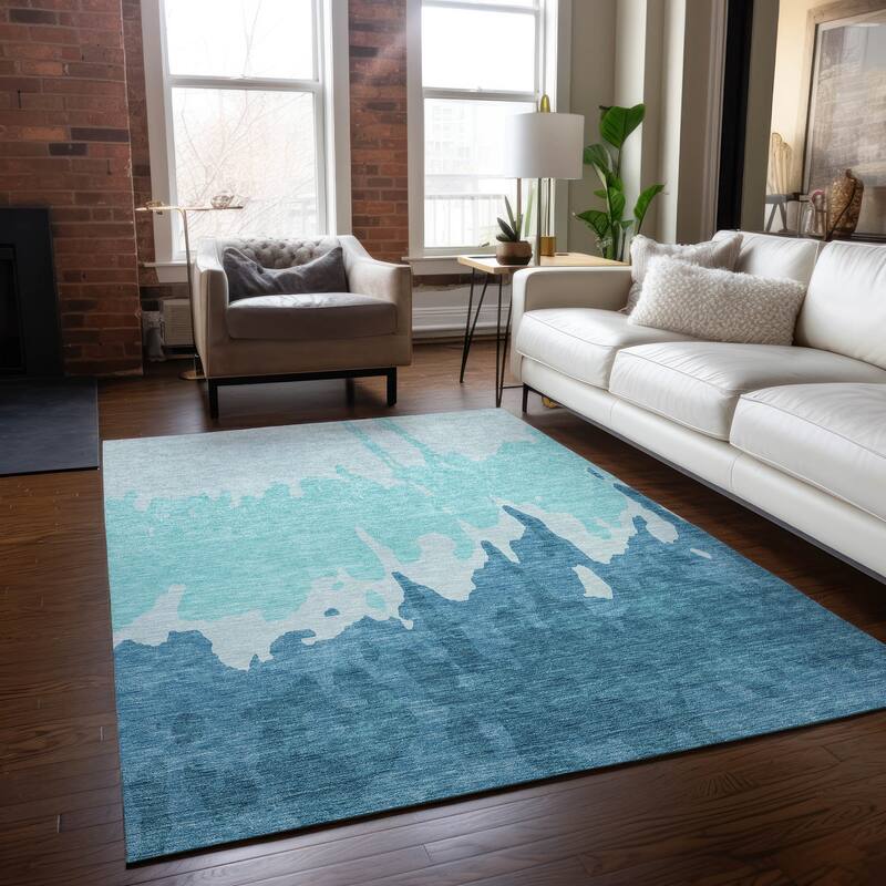 Machine Washable Indoor/ Outdoor Modern Abstract Chantille Rug
