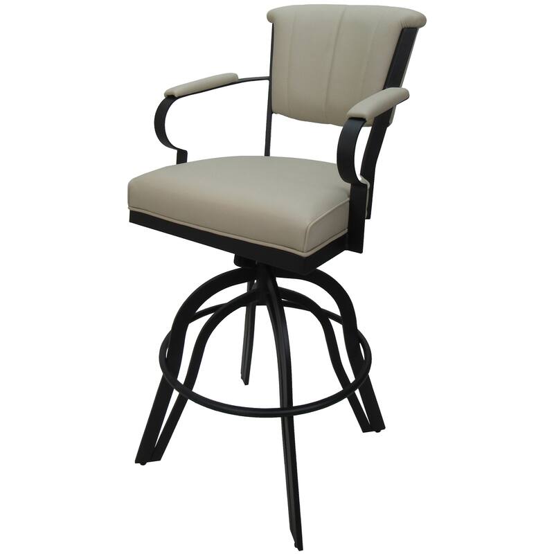 Miami Counter 26" or Bar 30" Metal Bar Stool on A Base - Ocean Beige Vinyl - Black - Counter Height