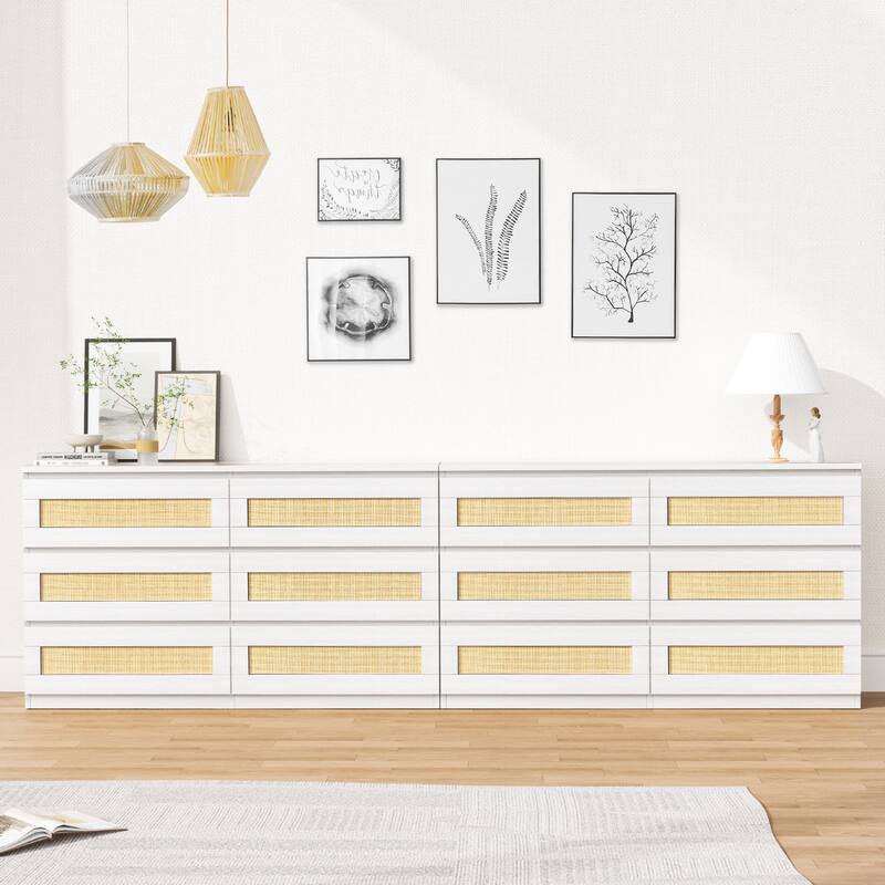 6 Drawer Dresser for Bedroom, Modern Wide Chest of Drawers