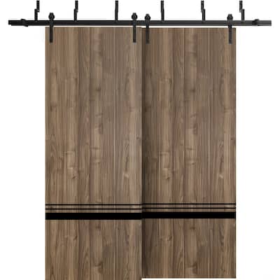 Barn Bypass Doors 72 x 80 Planum 0012 Walnut with Sturdy 6.6ft