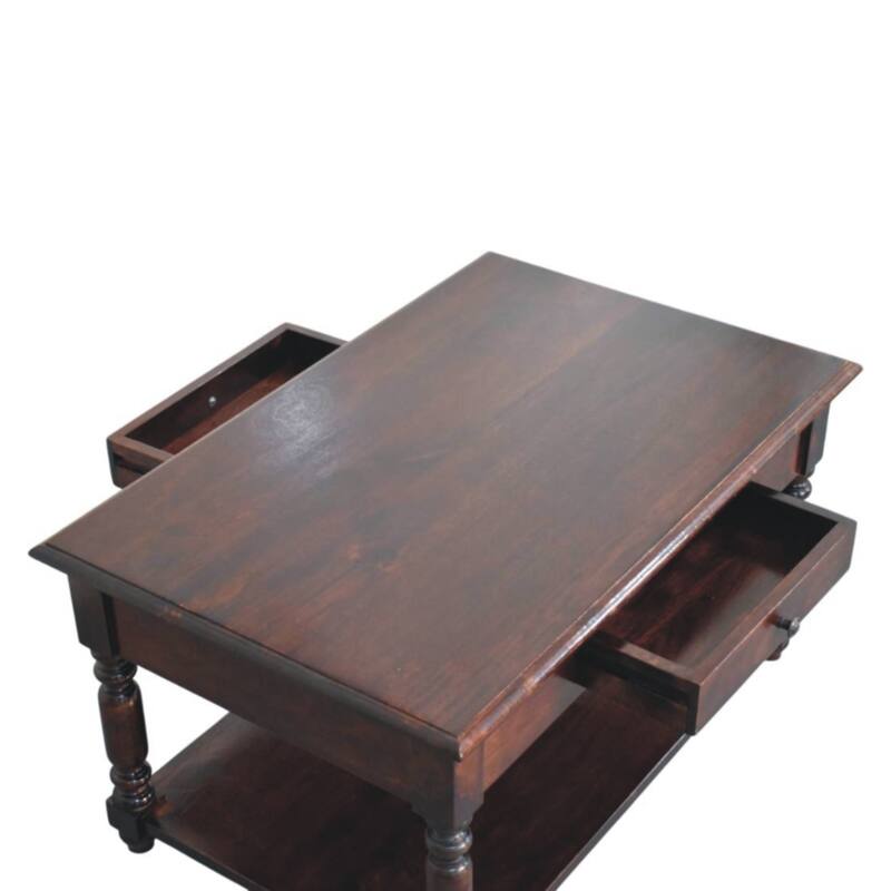 Artisan Furniture Solid Wood Turned Legs Cherry Console Table, Dark brown,1 Drawer,1 Storage area