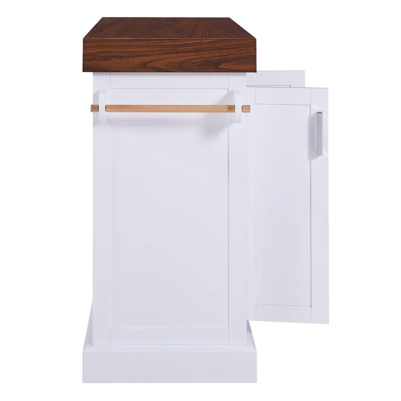 53 Inch Kitchen Island Cart with Thick Desktop Drawers Spice and Towel Racks