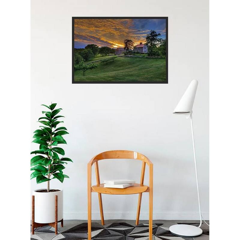 Cape Cod Farm Summer Sunset Photography by Wayne Collamore Framed Poster - 24 x 36 Inch