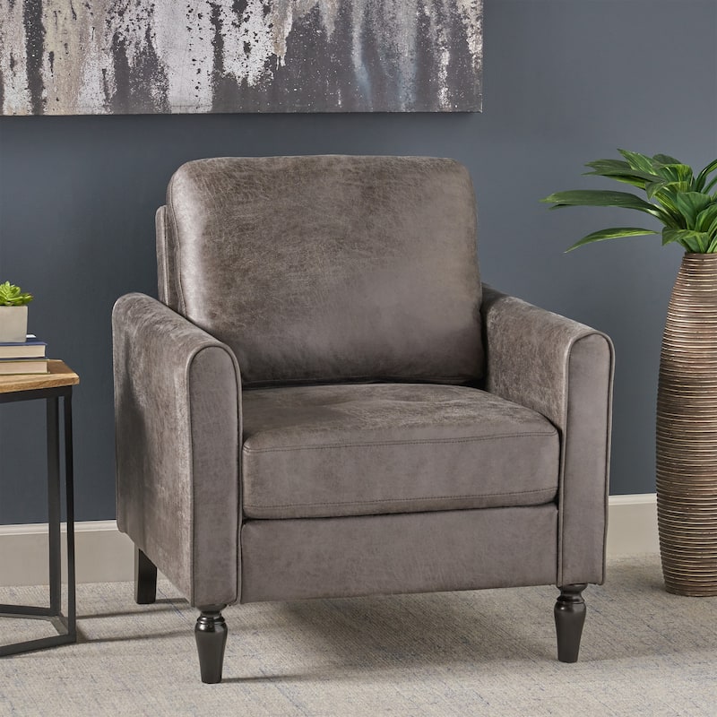 Modern 31" Microfiber Club Chair with Tapered Legs and Thick Seat Cushions