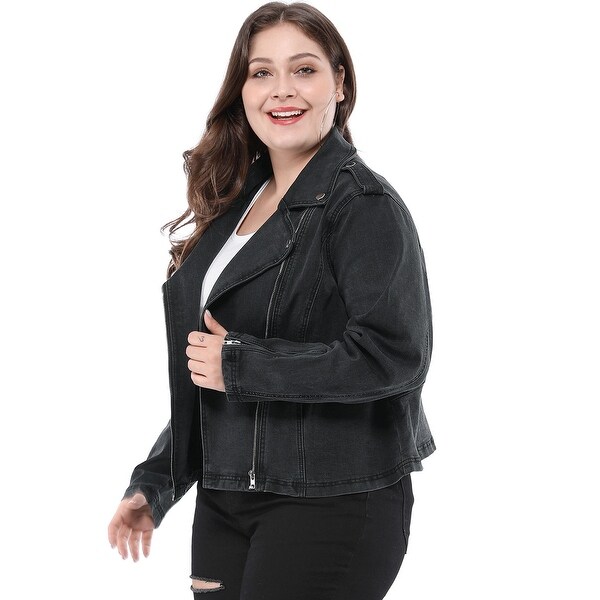 plus size denim moto jacket